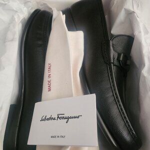 Ferragamo Men's Gancini Crown Bit Leather Loafers (11 1/2) Black EE